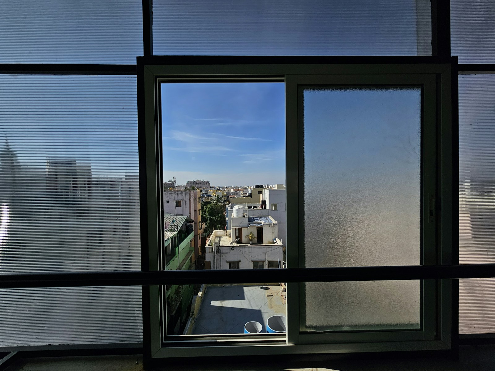 a view of a city from a window
